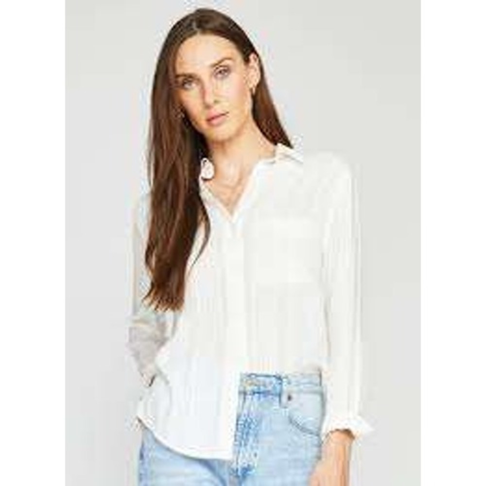 PAIGE Women's‎ White Long Sleeve Button Up Shirt Size Small